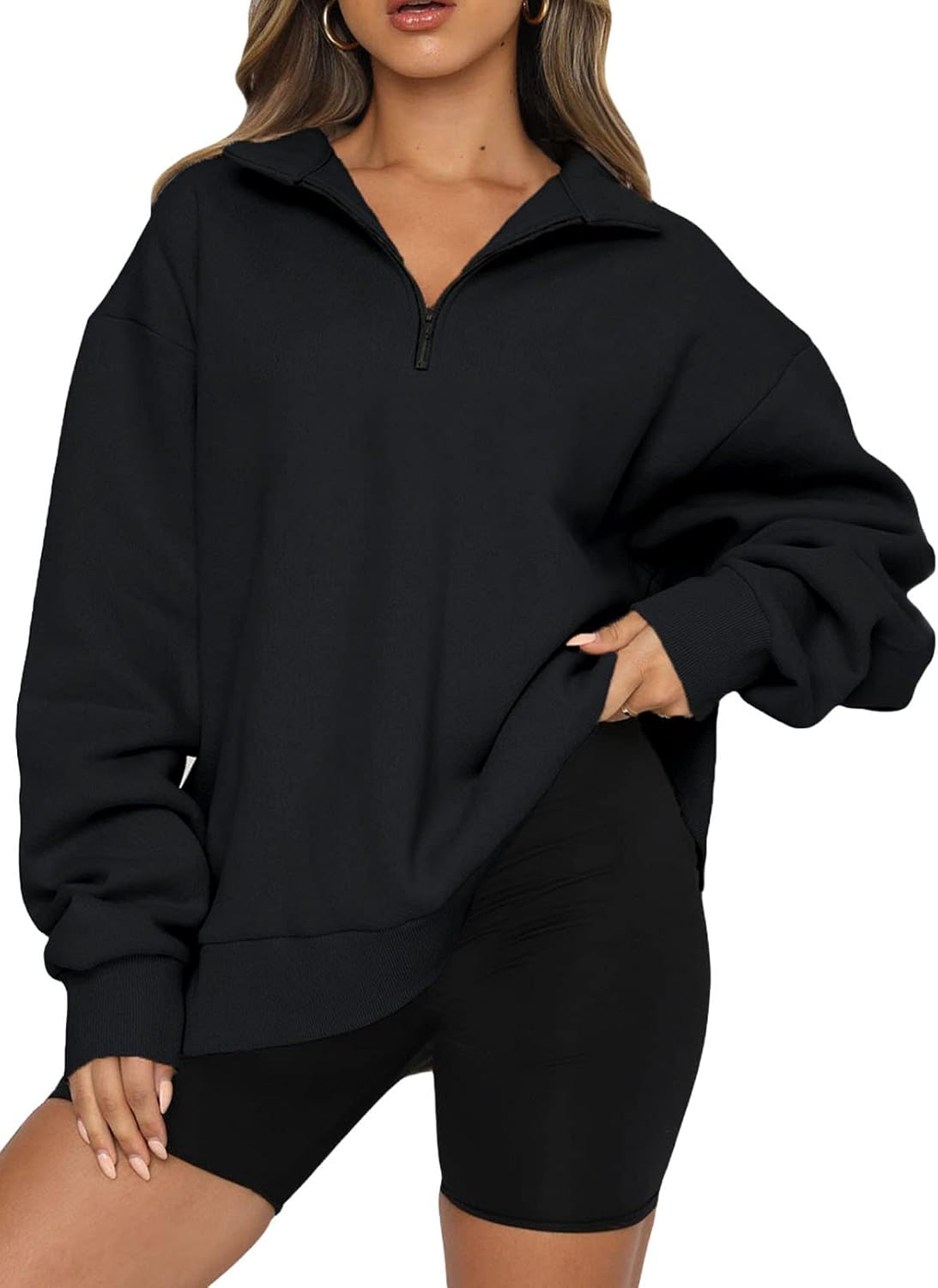 BLENCOT Women's Half Zip Quilted Sweatshirts for Fall Fashion
