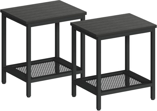 Rectangular Outdoor Side Table with Storage for Patio Use