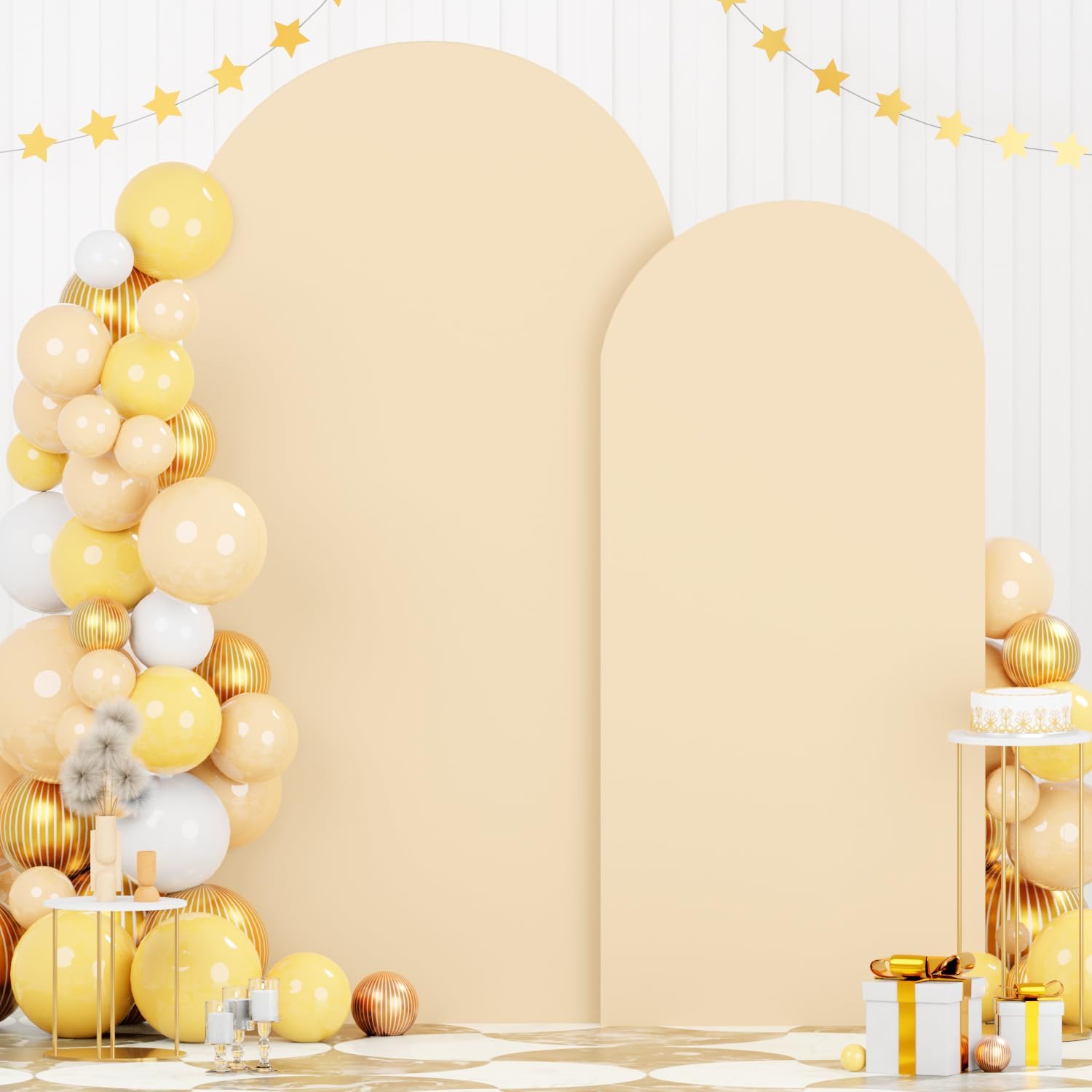 Beige Wedding Arch Cover Set of 2 for 6FT and 7.2FT Arches