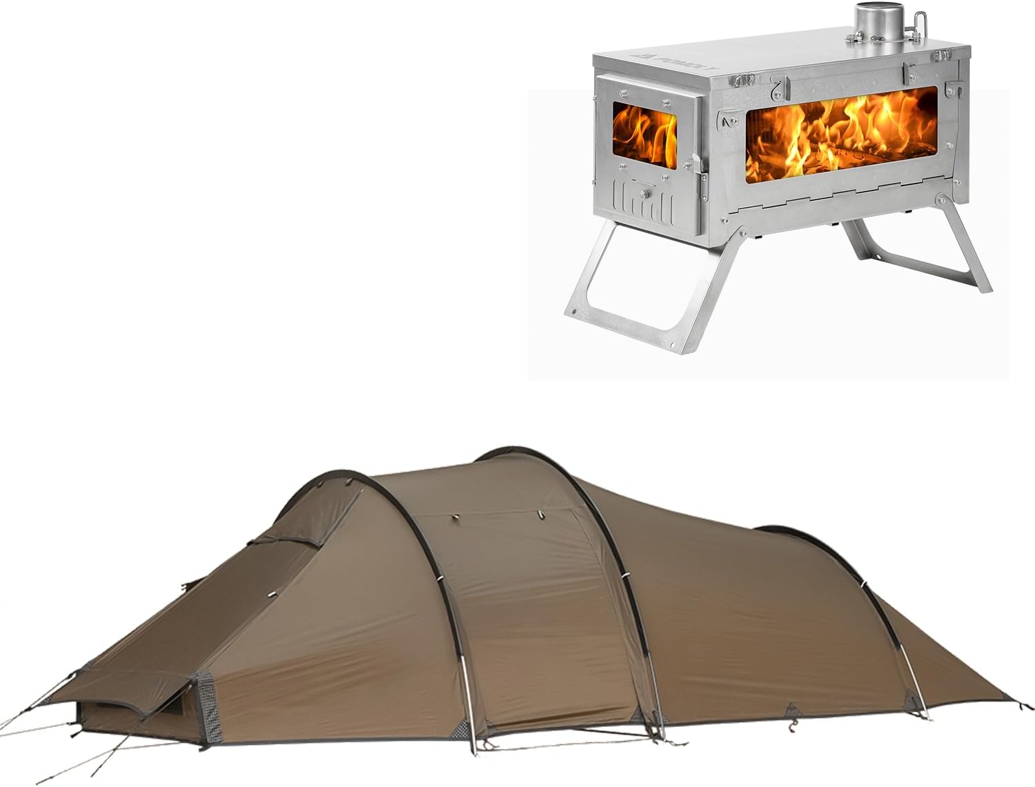 POMOLY Camping Hot Tent & Wood Stove Combo