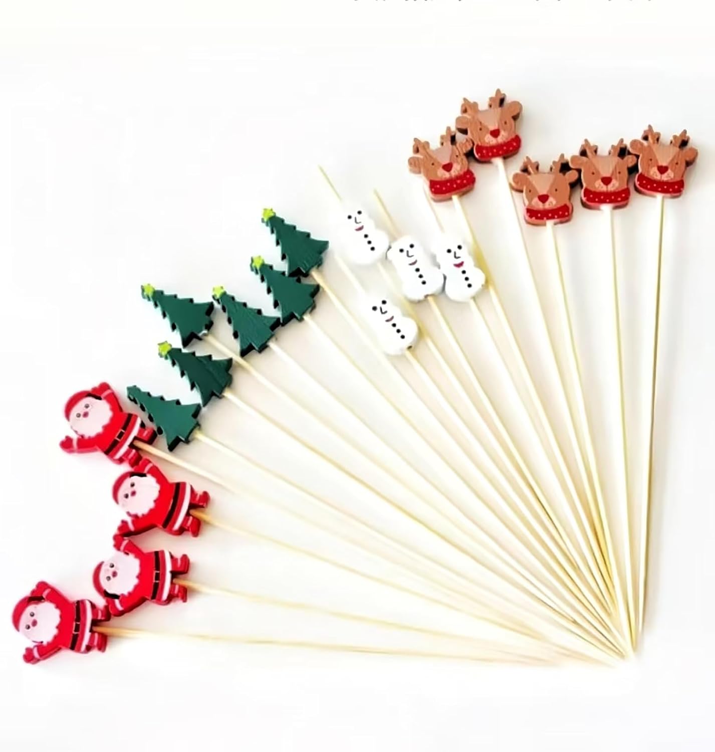 Christmas Bamboo Picks Variety Pack - Festive Appetizer Decor