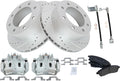TRQ Brake Pad & Rotor Kit Slotted X Drilled Performance Semi-Metallic
