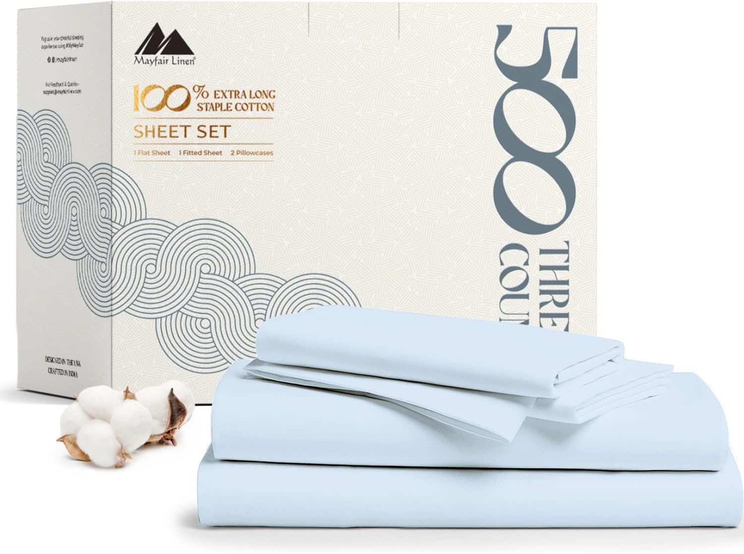 Mayfair Linen 100% Cotton King Sheet Set - Soft & Cooling