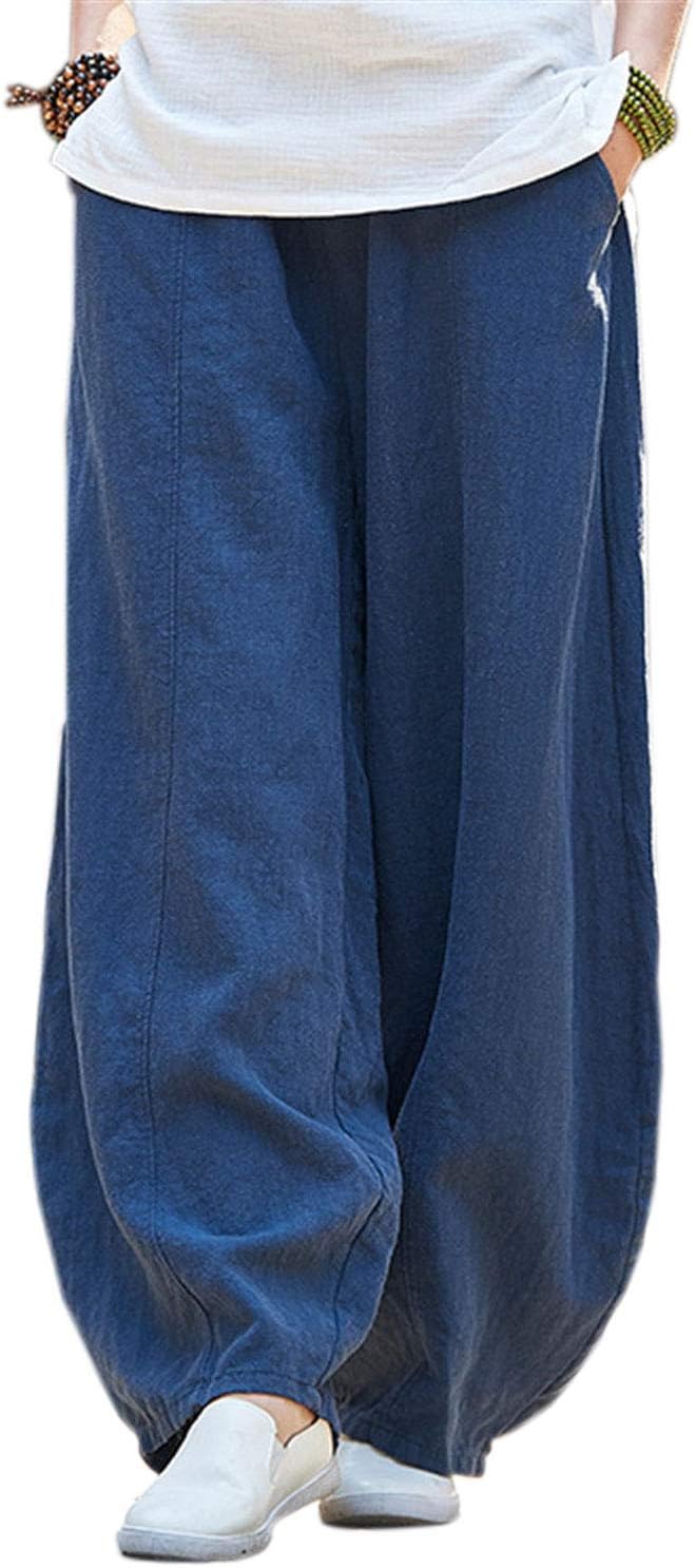 IXIMO Women's Casual Cotton Linen Baggy Pants for Relaxed Style