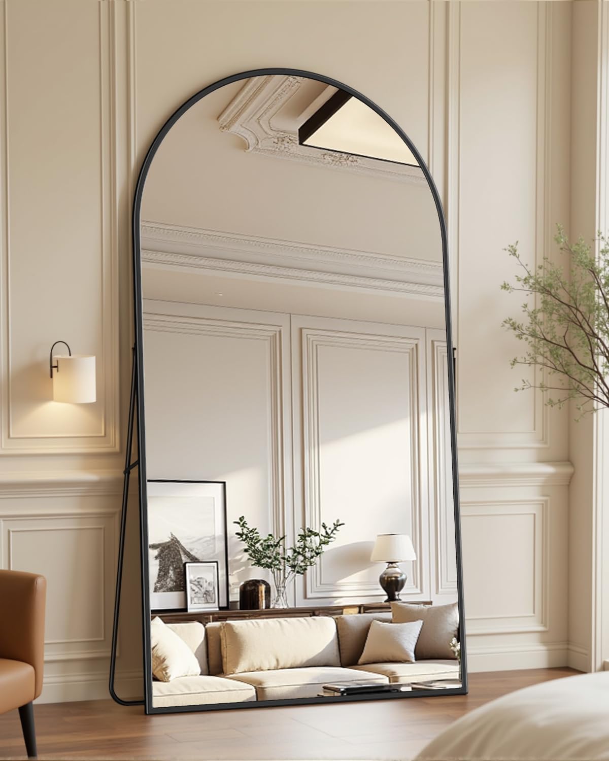 Full Length Mirror with Stand, 76in x 44in Arched Design