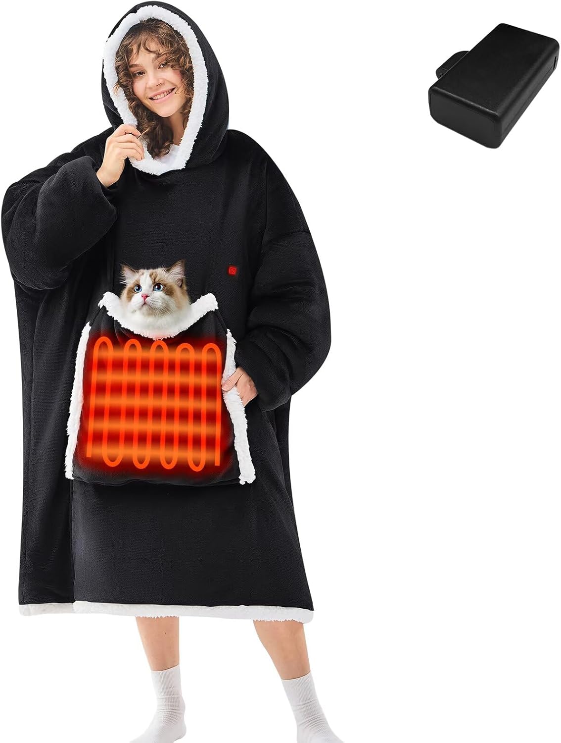JOYWOO Oversized Heated Blanket Hoodie for Cozy Winter Comfort