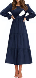 Women's Nursing Dress Smocked Bodice Tiered Midi (Style R2XJ)