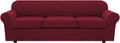 4-Piece Stretch Sofa Cover for Large Sofa Burgundy - Thicker Jacquard