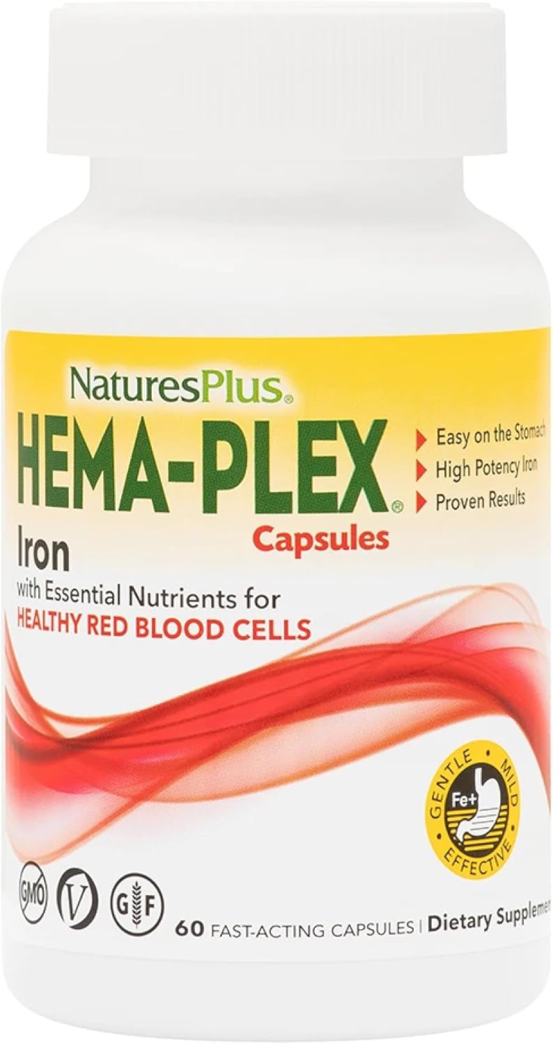 Hema-Plex Iron Capsules - 85 mg Chelated Iron for Blood Health