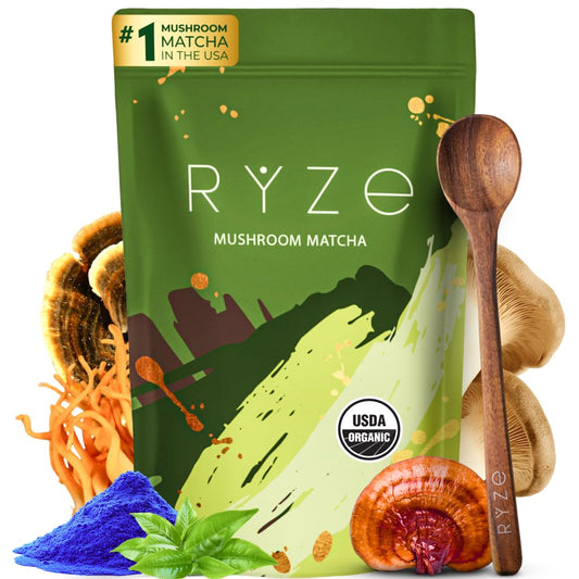 RYZE SUPERFOODS Mushroom Matcha with 6 Adaptogenic Mushrooms