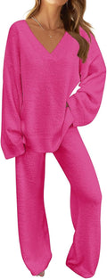 MEROKEETY Women's Fuzzy Fleece Pajama Set - Cozy Two-Piece Loungewear
