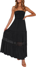 ZESICA Bohemian Strapless Off Shoulder Lace Trim Backless (Style CVF8)