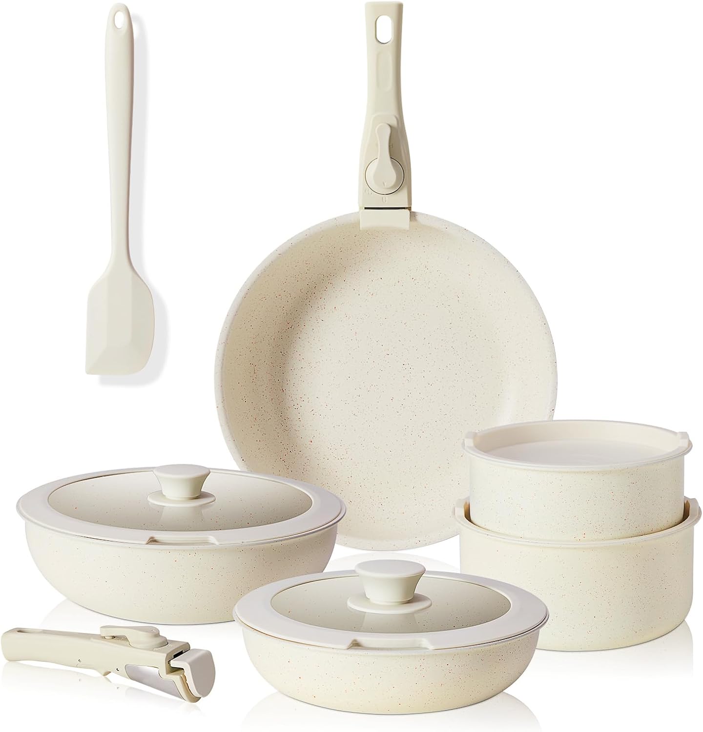 Sweetcrispy 12 pcs Nonstick Pots and Pans Set for Easy Cooking