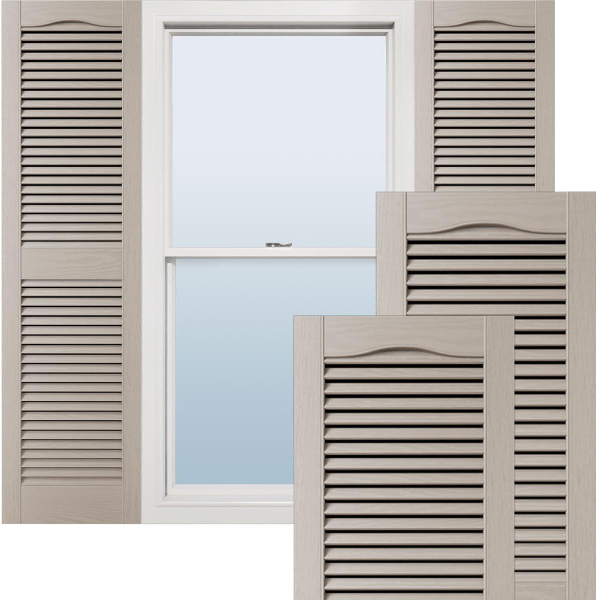 Ekena Millwork Vinyl Shutters 12W x 60H Standard Cathedral Top