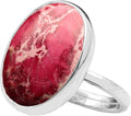 Natural Amazonite Crystal Ring for Women 925 Sterling Silver - Pink