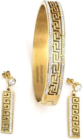Handmade Greek Key Meander Jewelry Set - Diamond Eternity Bangle