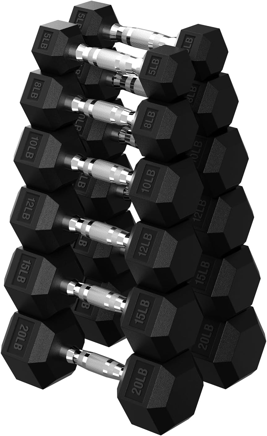 Hex Dumbbell Set for Home Gym - 45 to 480 lb Rubber Weights
