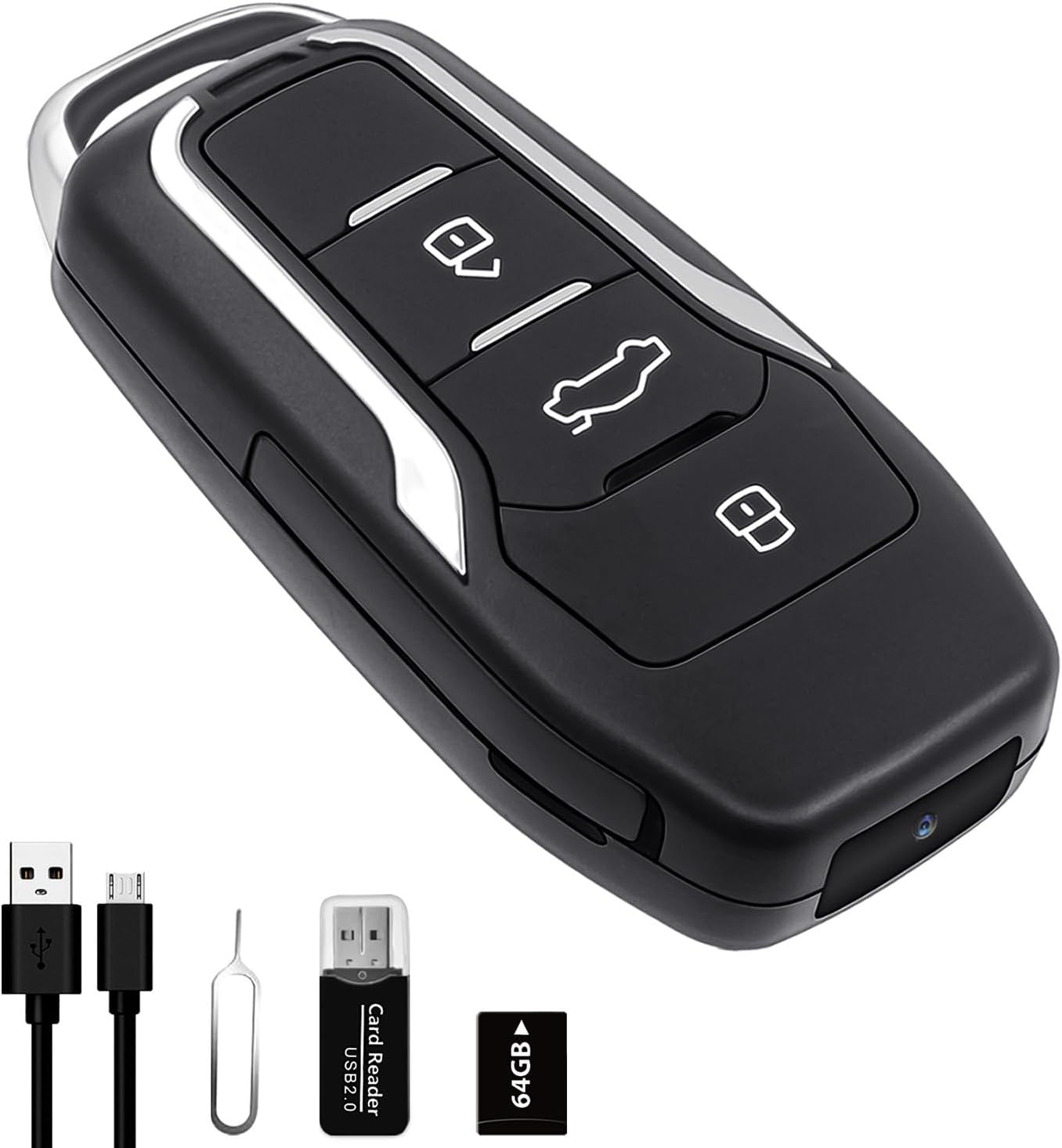 Kiewn 64GB Spy Car Key: 360-Min Battery, 1080P HD Mini Cam