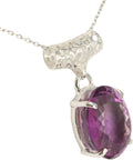 Solid Sterling Silver 925 Oval Gemstone Pendant Necklace - Small
