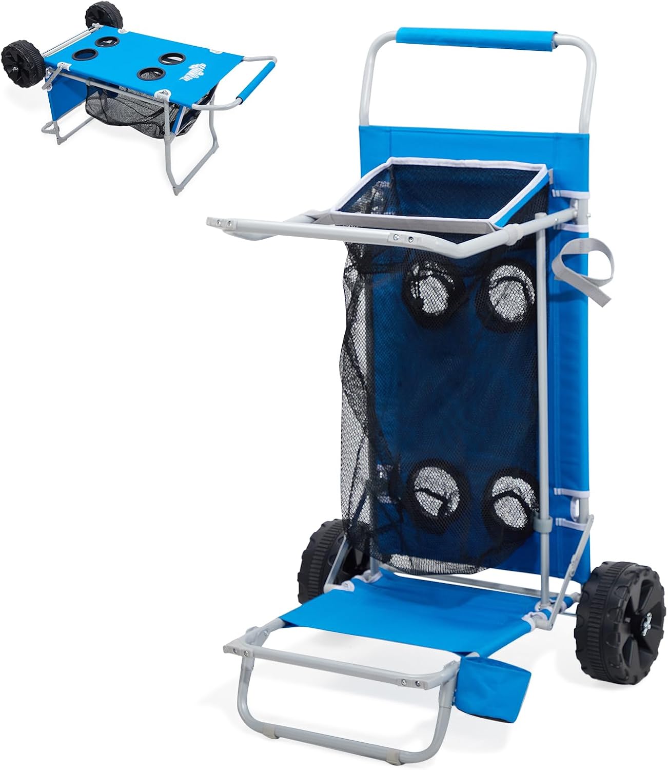 2-in-1 Beach Cart with Big Wheels for Sand and Utility Use