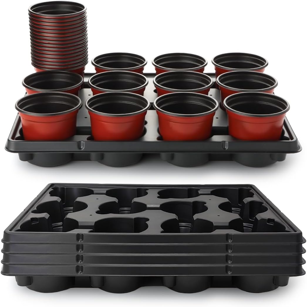 4 Inch Round Nursery Pots 60pcs for Seed Starting and Transport