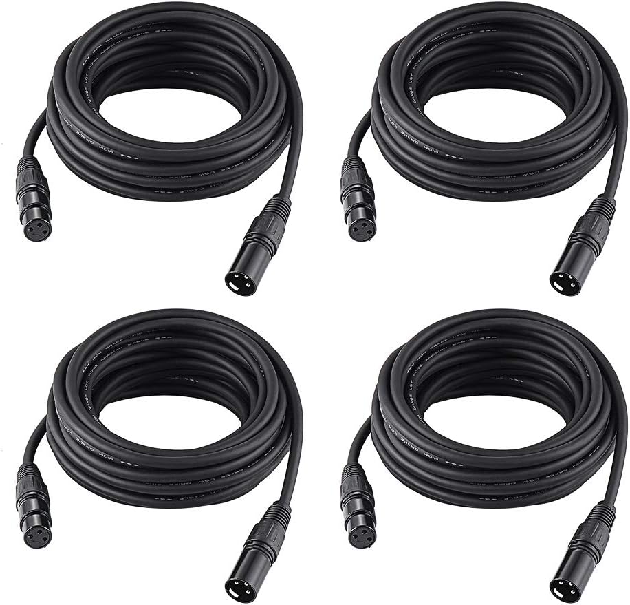 25ft DMX Cable by Eyeshot - 4 Pack of 3 Pin DMX Wires