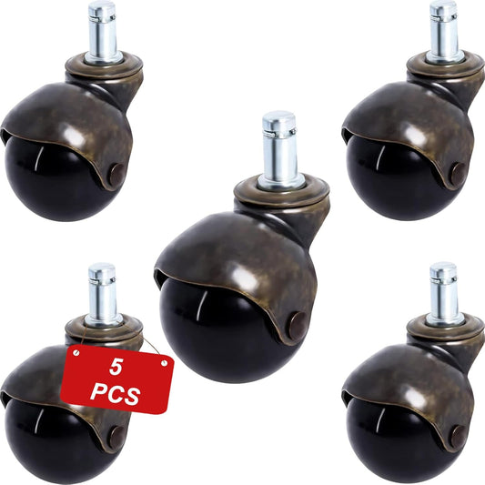 Podoy 2'' Brass Ball Vintage Caster Wheels x5