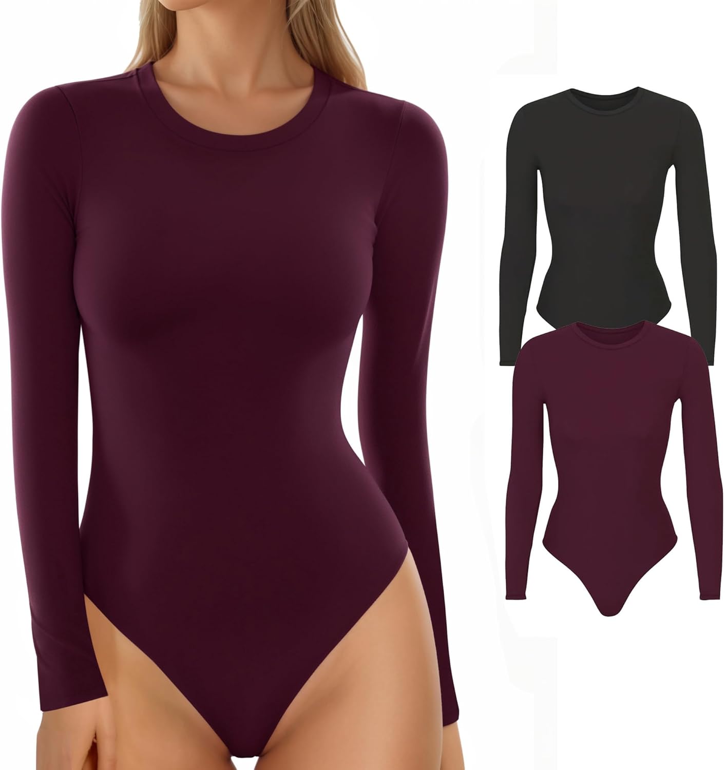 MANGOPOP Women's Crew Neck Bodysuit for Trendy Style