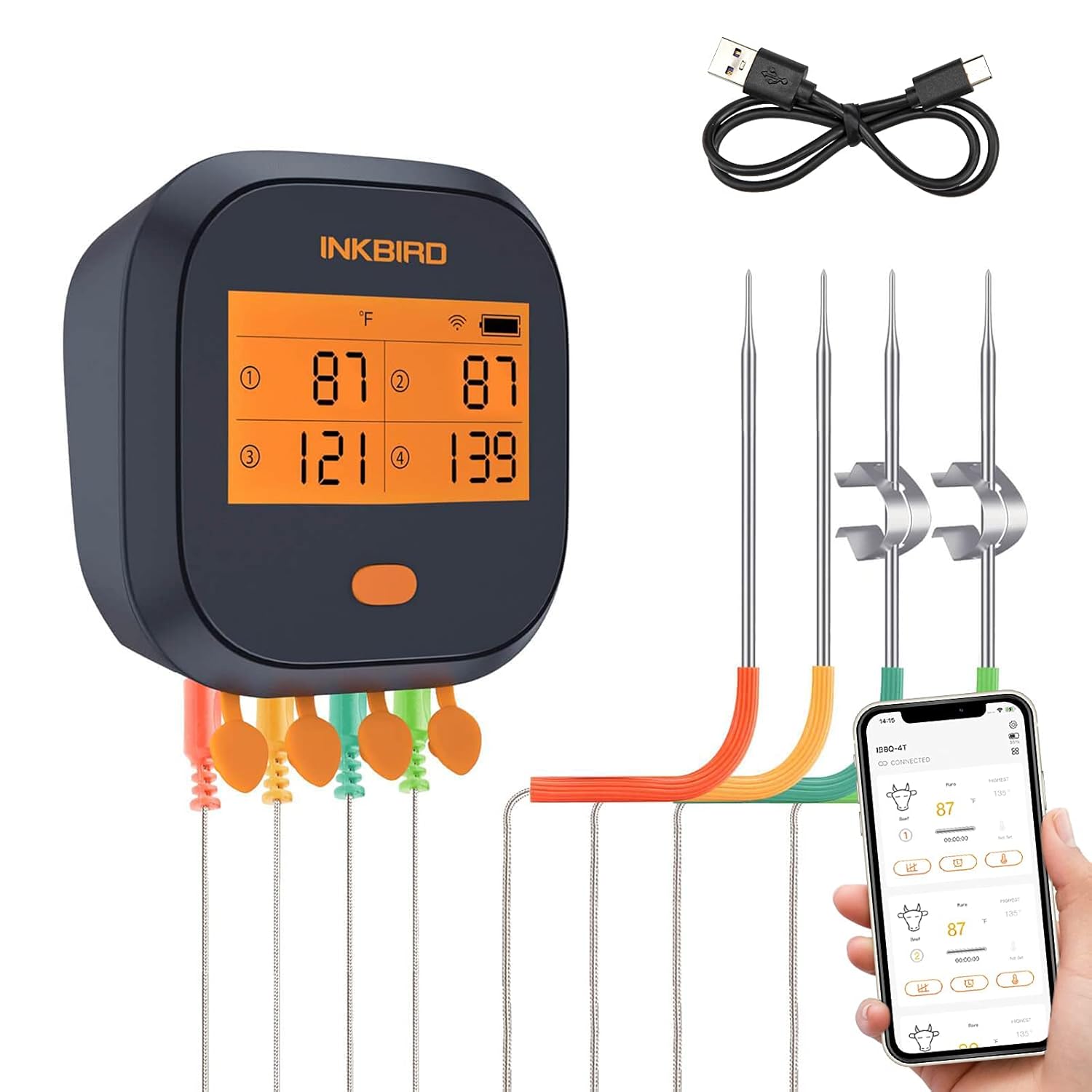 Inkbird IBBQ-4T: Wireless BBQ Thermometer w/ 4 Probes