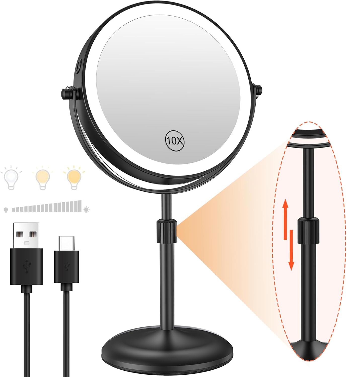 Benbilry Lighted Makeup Mirror with 10X Magnification