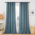 Linen Blend Semi Sheer Curtains (Smoke Blue) - Linen Texture Privacy