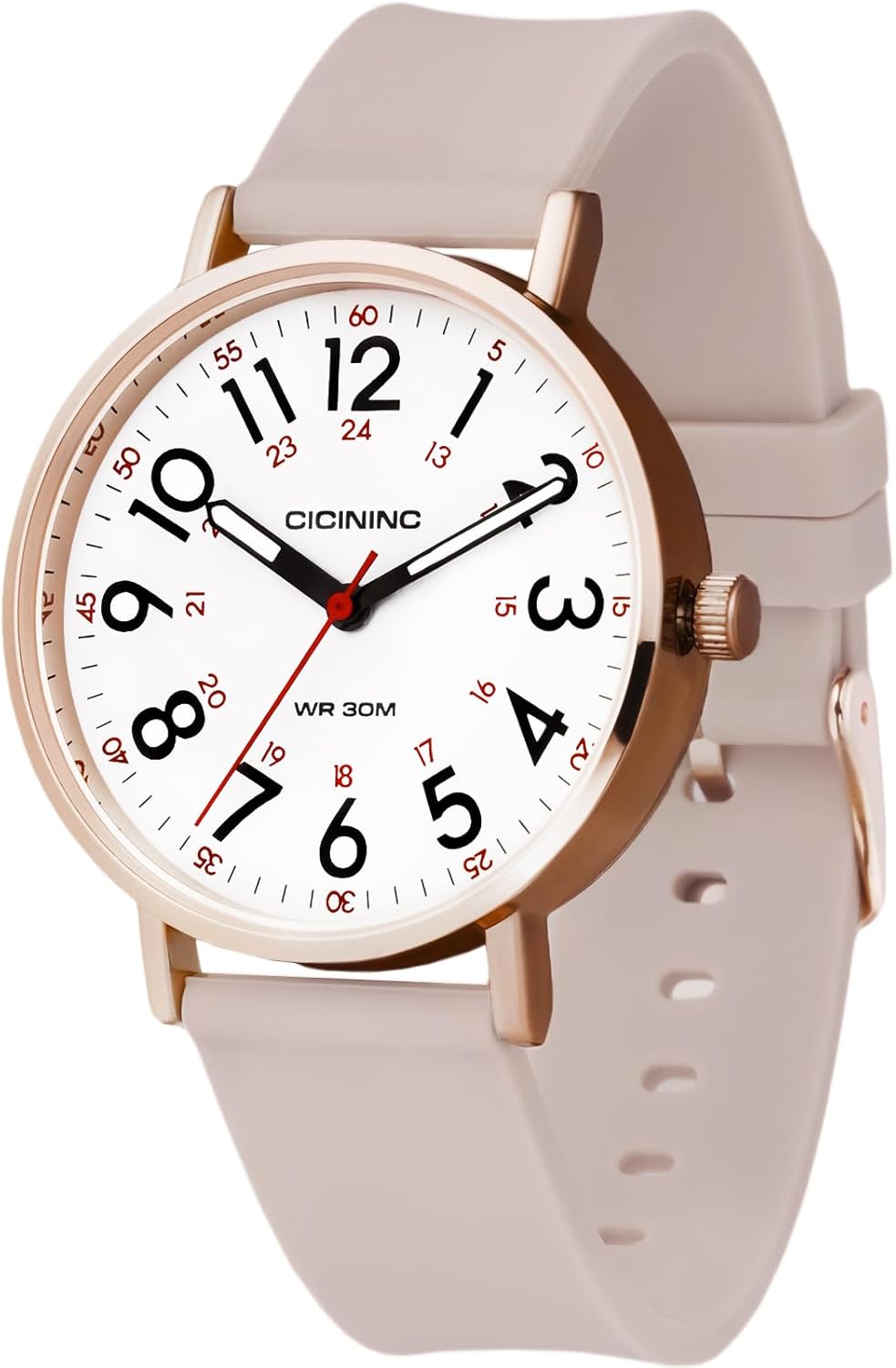 Waterproof Analog Nurse Watch, Easy Read, Colorful Band
