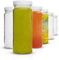 All About Juicing Clear Glass Water Bottles Set - 6 Pack Wide Mouth