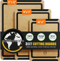 Wood Cutting Board Set 3-Piece Tan/Black - Durable Dishwasher Safe
