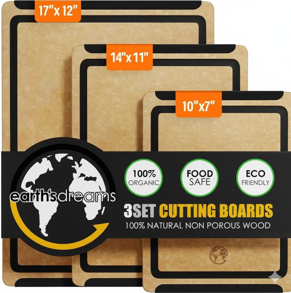Earth's Dreams Wood Cutting Board Set: Durable & Dishwasher Safe