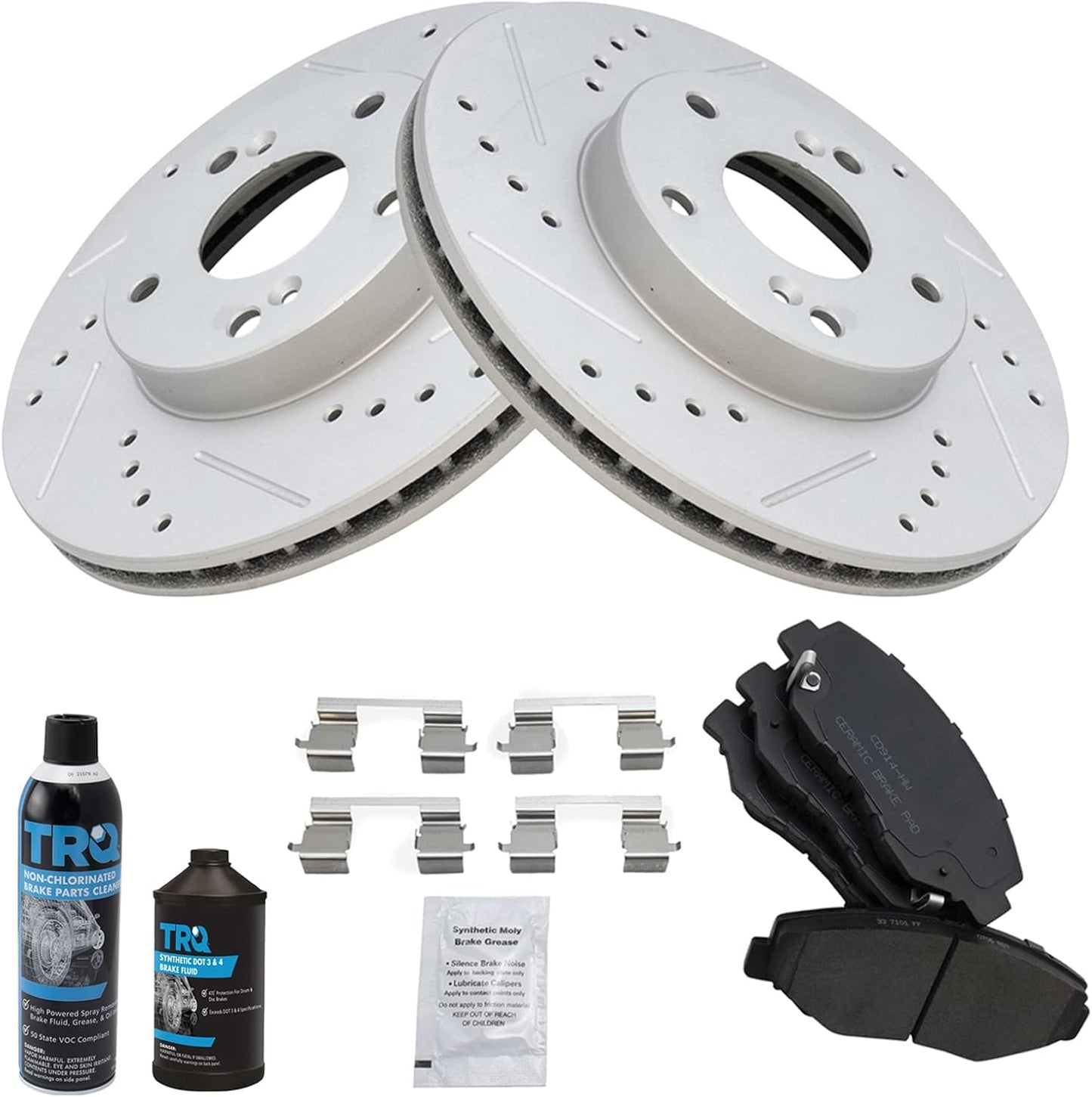 TRQ Performance Rotor Ceramic Brake Pad Front Kit for Honda