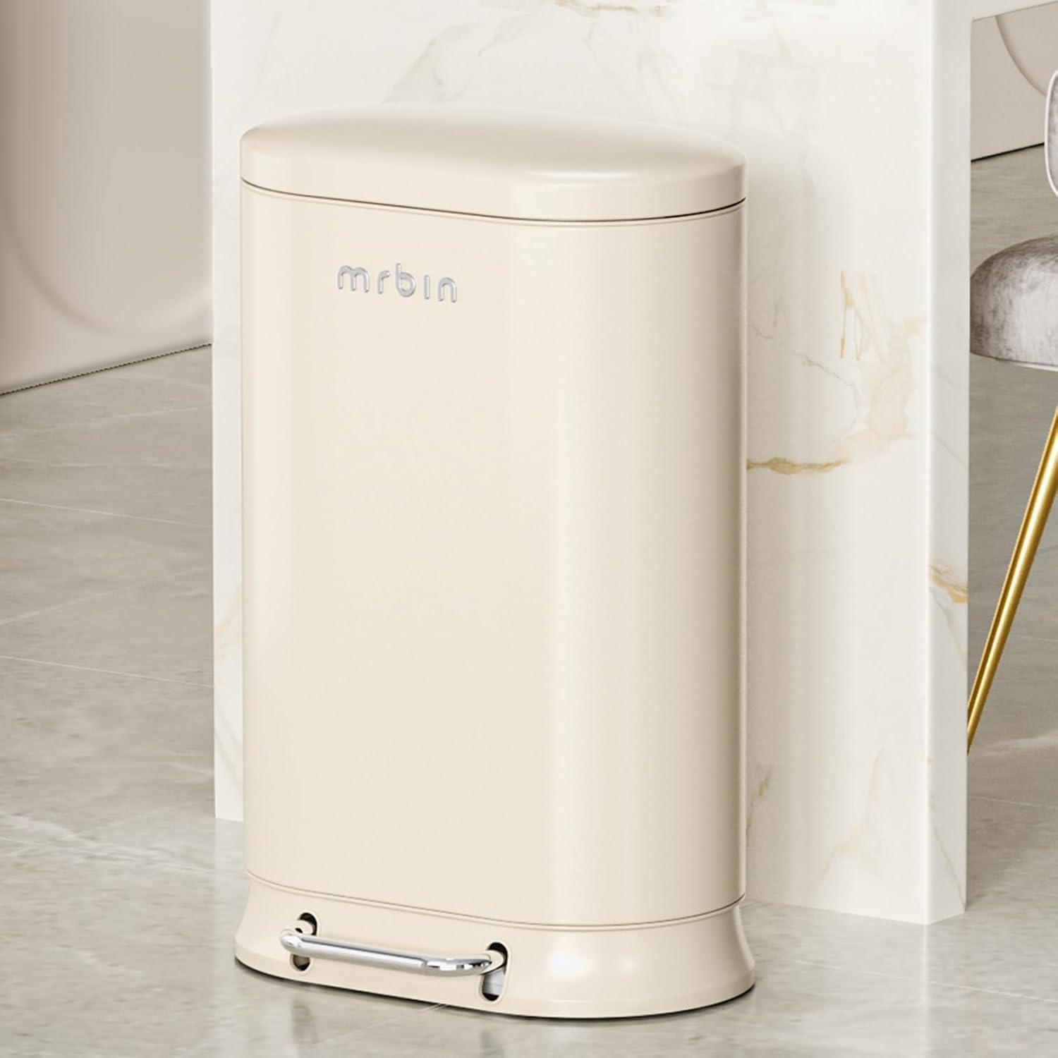 MRBIN Metal Kitchen Trash Can with Lid for Efficient Waste Disposal