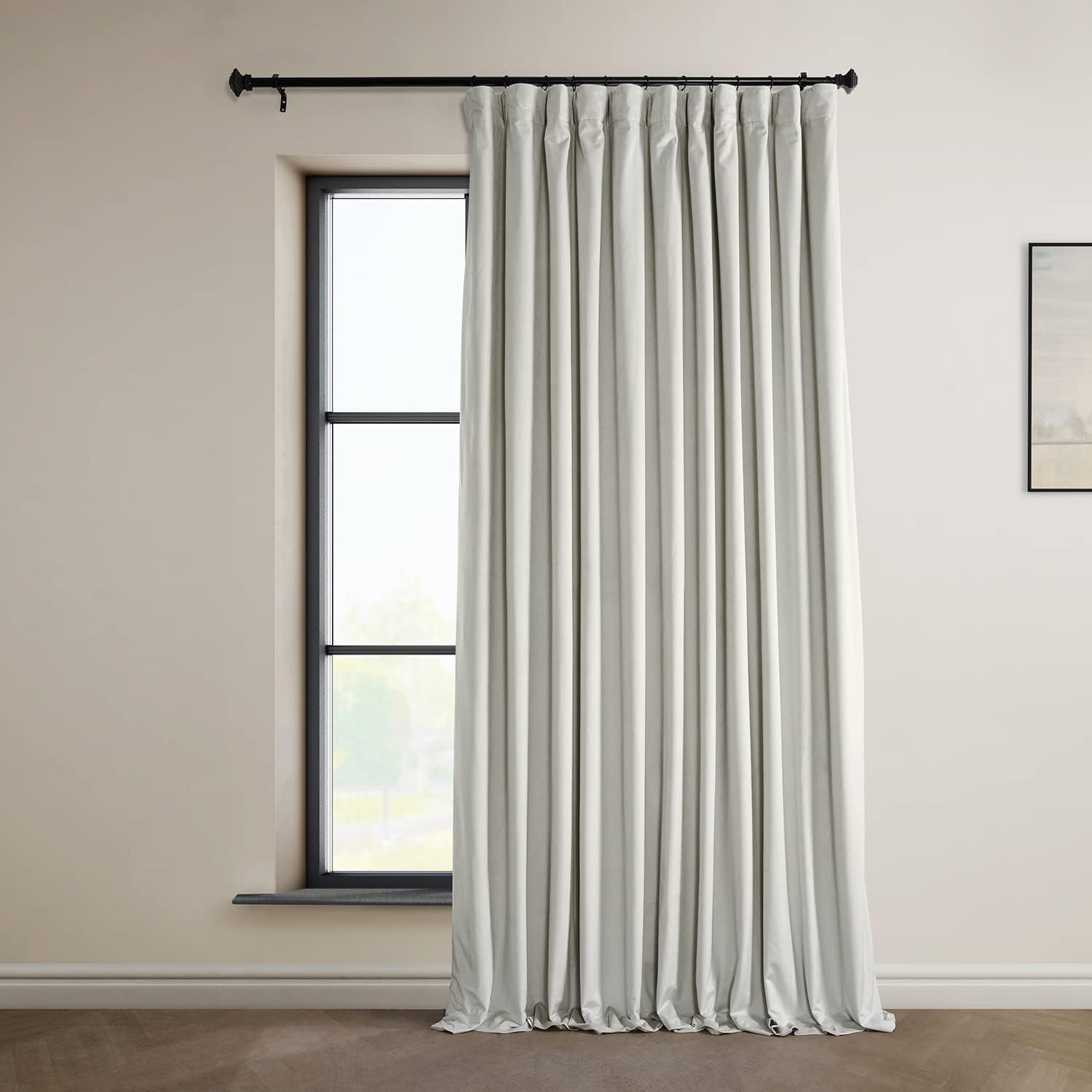 HPD Plush Velvet Blackout Curtain 100x108 - Misty White
