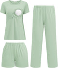 Ekouaer 3 Piece Postpartum Nursing Pajamas Set - Comfortable Nursing V