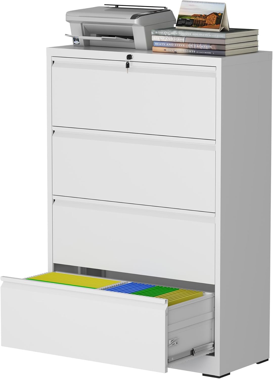 4 Drawer Lateral File Cabinet with Lock for Home Office Storage