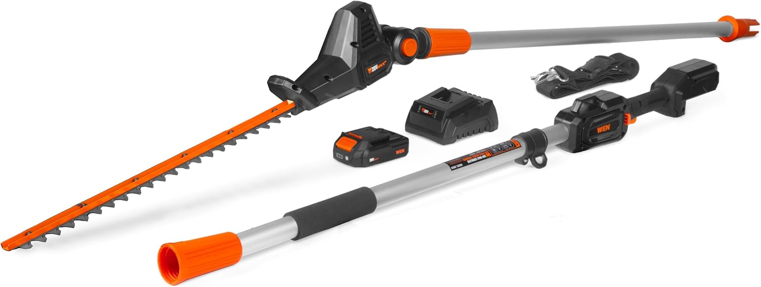 WEN 20V Max Cordless Hedge Trimmer with 14.6-Foot Reach