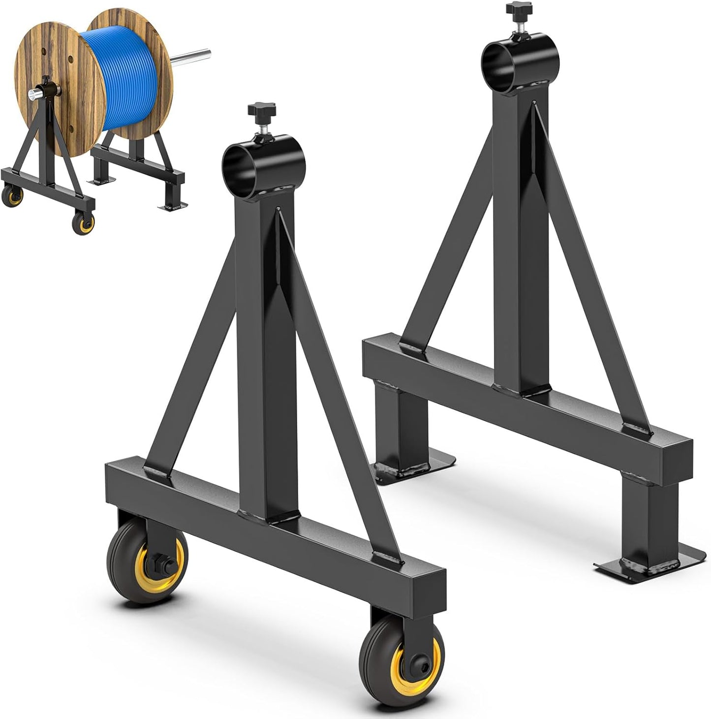 Portable Wire Spool Rack with Wheels for Easy Organization