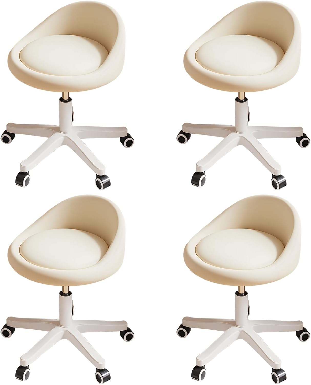 Rolling Stool Set of 4 Ergonomic Swivel Seat for Multiple Uses