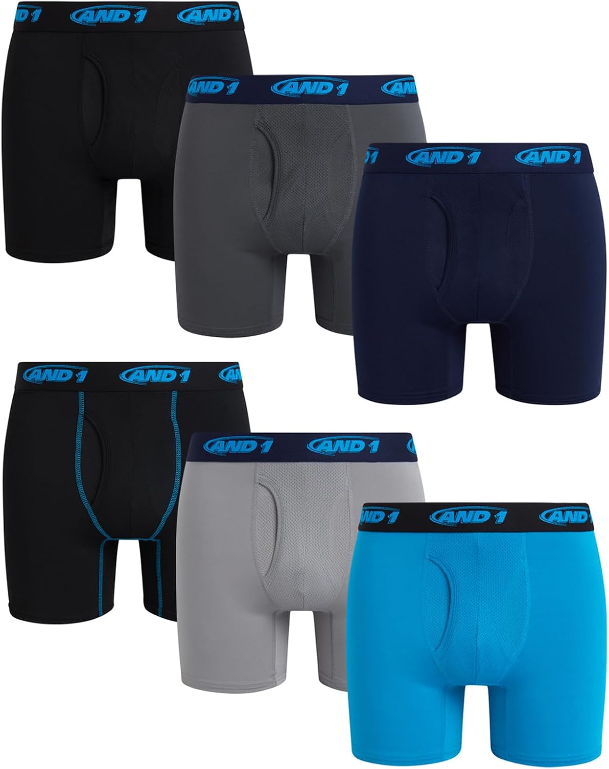 Moisture Wicking Mens Boxer Briefs - 6 Pack Performance Comfort