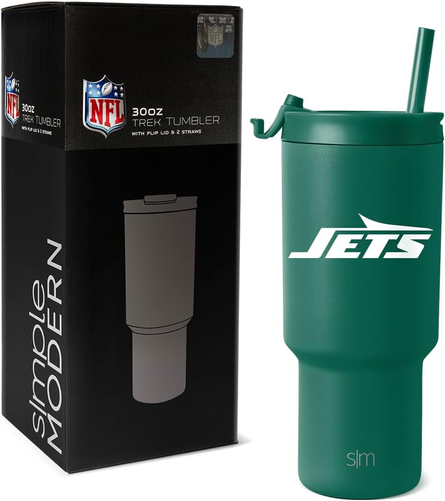 NFL New York Jets 30 oz Tumbler with Flip Lid and Straws