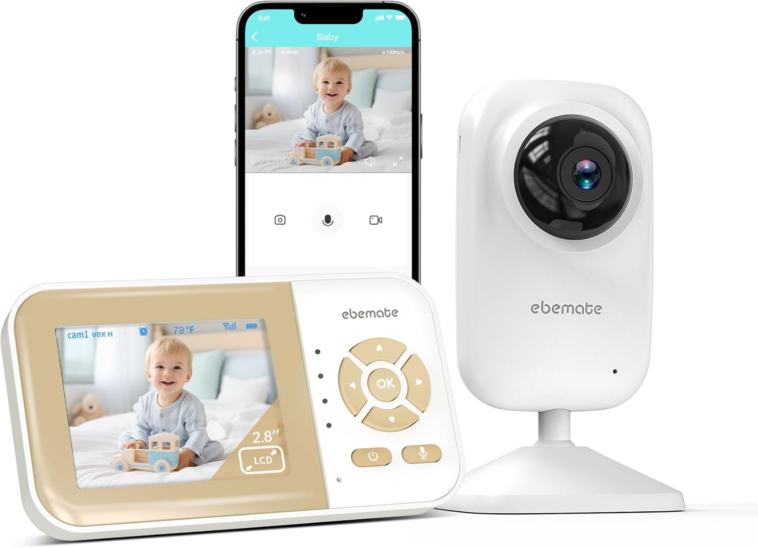 ebemate Video Baby Monitor Camera with 2-Way Talk and Lullabies