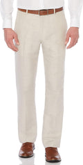 Men's Linen Blend Flat Front Dress Pants - Breathable Comfort