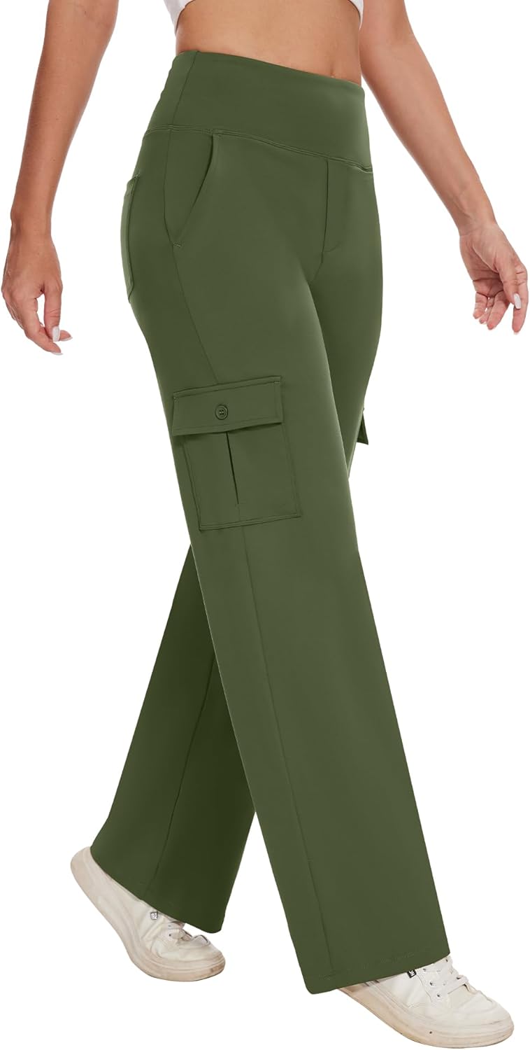 Yoga Cargo Pants Women Wide Leg High Waist Stretch Pants