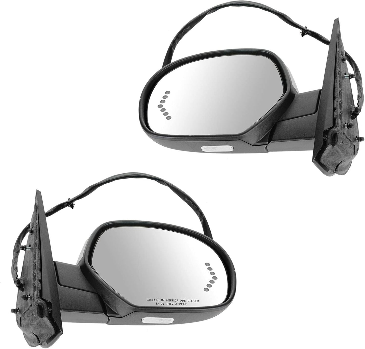 TRQ Electric Adjustment Heated Memory Chrome Mirror Assembly Set