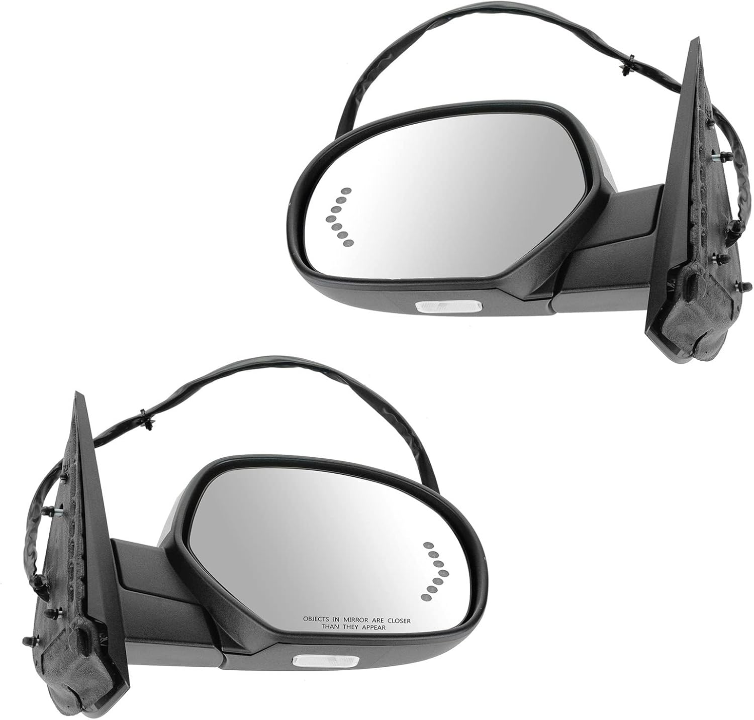 TRQ Electric Adjustment Heated Memory Chrome Mirror Assembly Set